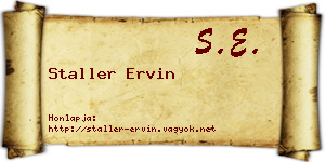 Staller Ervin névjegykártya